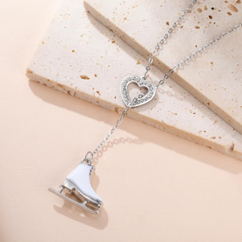 Collana Ghiaccio Pattini Colori Caramella con Dettagli in Cristallo e Tema Sportivo Cartoon per un Fascino Giovanile