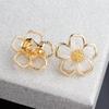 Summer Fairy Non-pierced Ear Clip Double-layer Hollow Shell Flower Clip on Earrings for Women Temperament Elegant Earrings