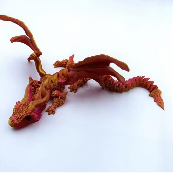 3D Printed Articulated Large Horned Flying Dragon Action Figure Ornament Toy Gift