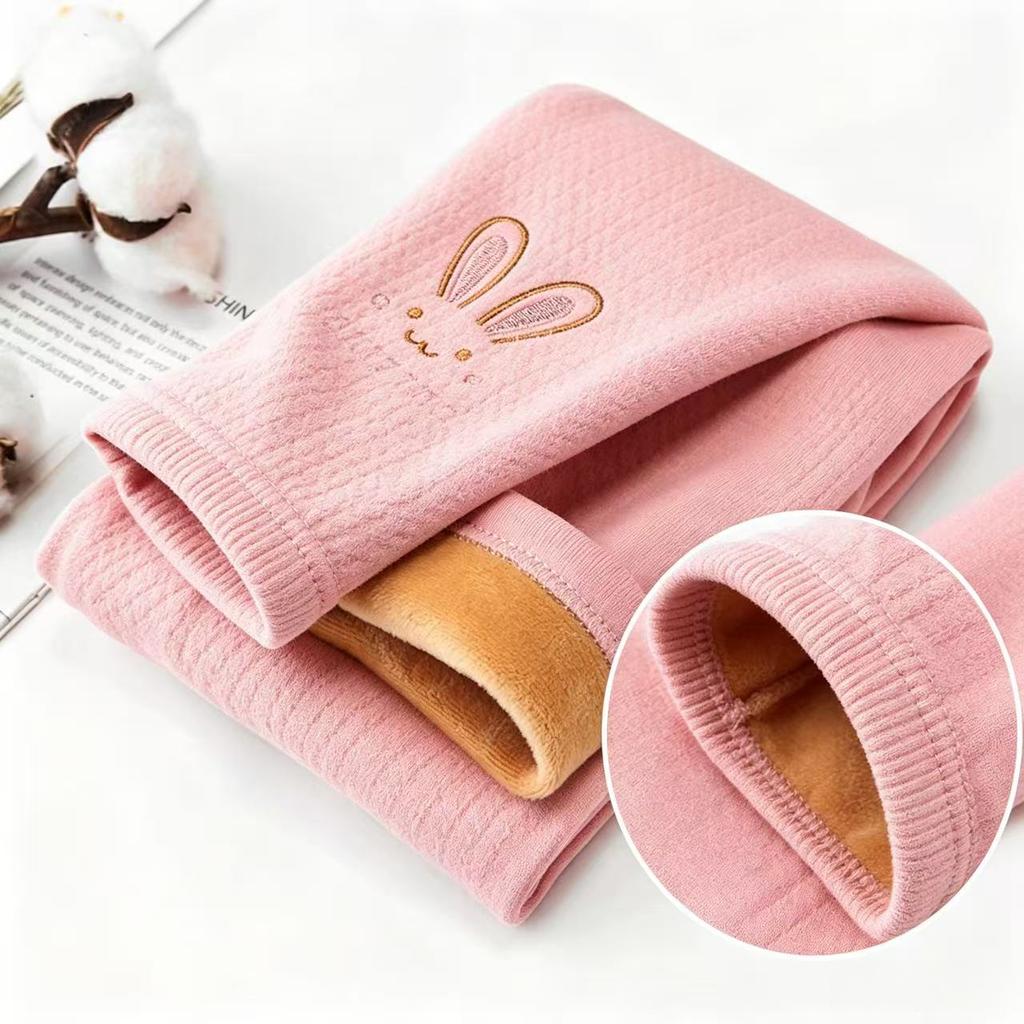 Girls' Fleece-Lined Thickened Leggings Winter Suitable For Inner Wear Children'S Integrated Fleece Outerwear Thermal Pants Toddler Black Fleece