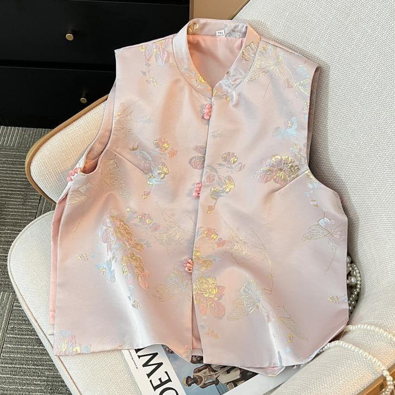 

Жилет жаккардовый со стойкой воротником женский новый вышитый годовой тренд 3XL (recommended 138-75kg)