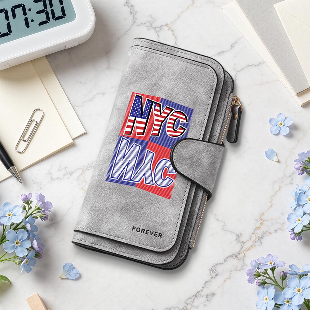 NYC Printed Long Purse Multi Card Slots Fashion Portable Wallet for Daily Use