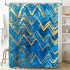 Blue Gold Wave Shower Curtain Waterproof Home Decor Bathroom Decoration DIY Art Painting Wall Hanging Shower Curtains for Kitche