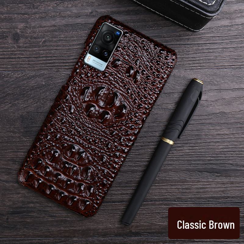 Genuine leather crocodile skull phone case for Vivo X90 Pro, X80, X60 Pro+.