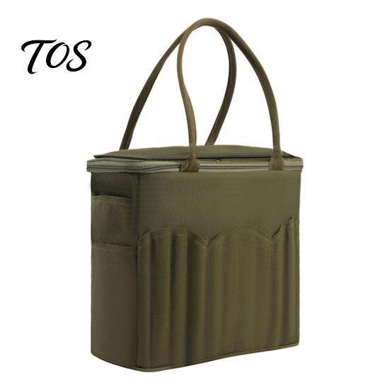Bastelaufbewahrungstasche mit Griff, Canvas-Stricktasche, mehrere Taschen und Garnlöcher, Häkelzubehör, Organizer mit großem Fassungsvermögen, für Handarbeiten