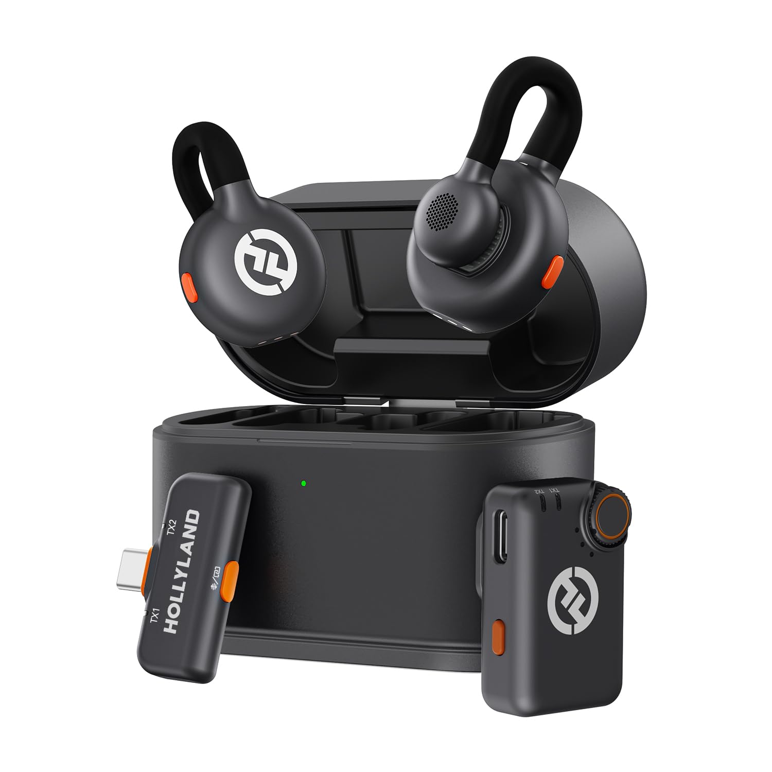 

Hollyland Lark M2S Mini Combo RX Wireless Titanium Wireless Lavalier Noise Battery Life for and and Streaming (Camera + USB-C RX) Microphone, чёрный