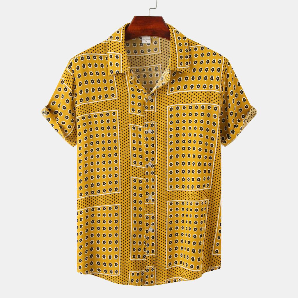 Men's Summer Vacation Casual Hawaiian Style Short Sleeve Printed Top Breathable Comfortable Beach Shirt