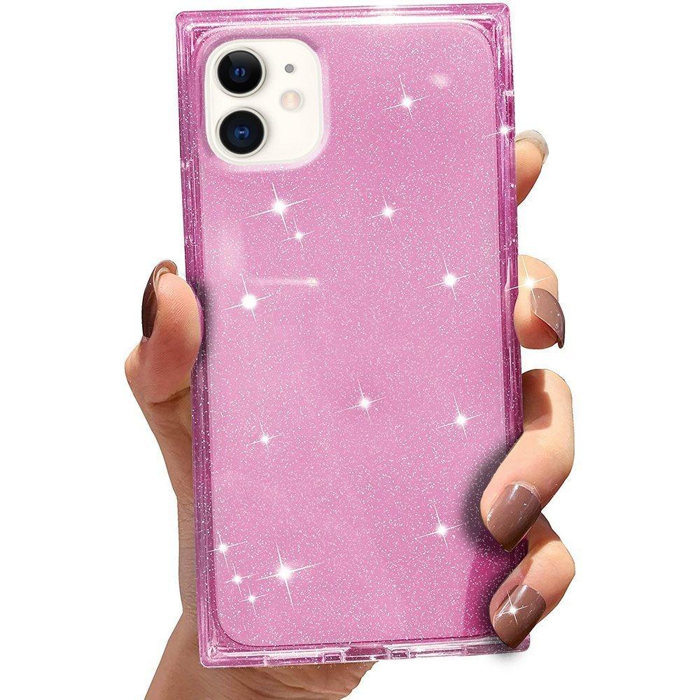 Square Glitter case for iPhone 12, Rose Gold
