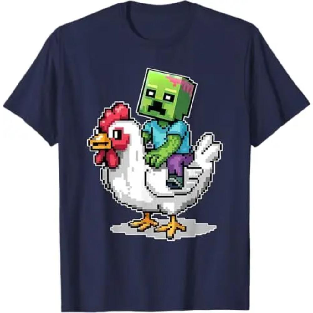 

Забавный пиксельный жокей, едущий на курице, футболка для любителя куриц, винтажный дизайн жокея на курице, для видеоигрока, Y2k, графический наряд XXXXXL