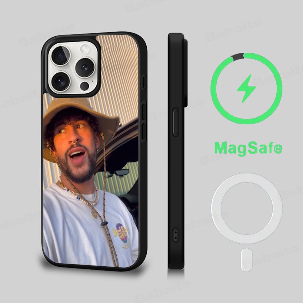 

Singer B-Bad B-Bunnys Phone Case Magesafe Magnetic Wireless Charge Case For iPhone 16 11 12 13 14 15 Pro Max Plus Mini iPhone 16