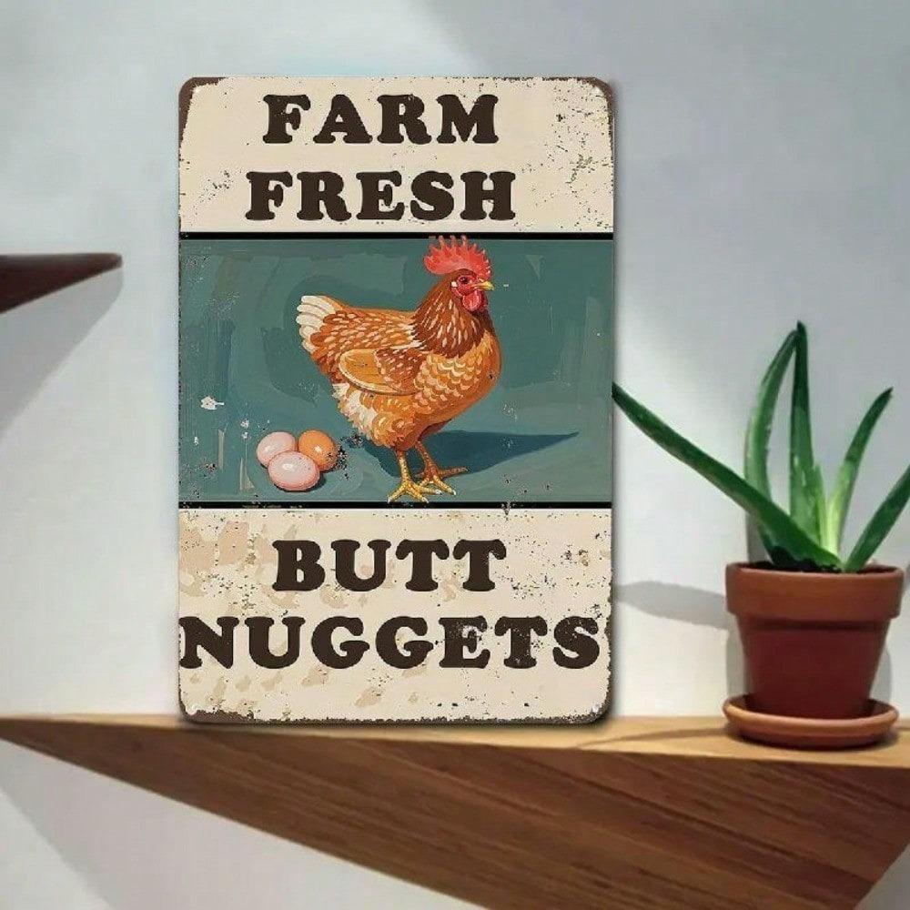 Vintage Farmhouse Chicken Coop Metal Wall Sign Rustic Tin Plaque Country Kitchen Decor