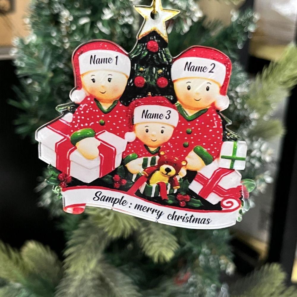 Cute Christmas Family Ornament DIY Christmas Tree Hanging Ornament Snowman Flat Pendant New Year
