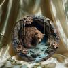Brown Bear Cave Art Round Metal Sign Durable Wall Decor Indoor Outdoor Hanging
