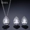Fashion Classic Trend Waterdrop Jewelry Set 2pcs Necklace Earrings AAA Zircon Inlaid Luxury Style Women