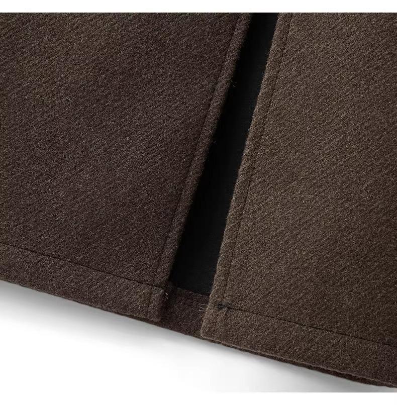 Luxury Gray Wool A-Line Midi Skirt for Women - Elegant Autumn/Winter 2024 Hip Wrap with Slit