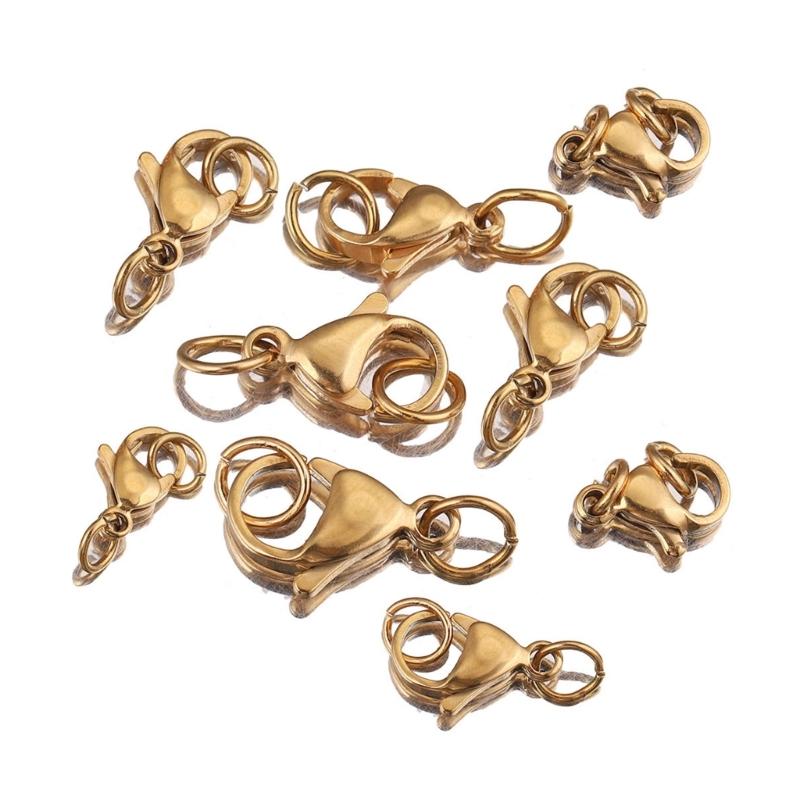 40Pcs Durable Stainless Steel Lobster Clasp for Bracelets and Necklaces Various Sizes Jewelry Making Kits Supplies