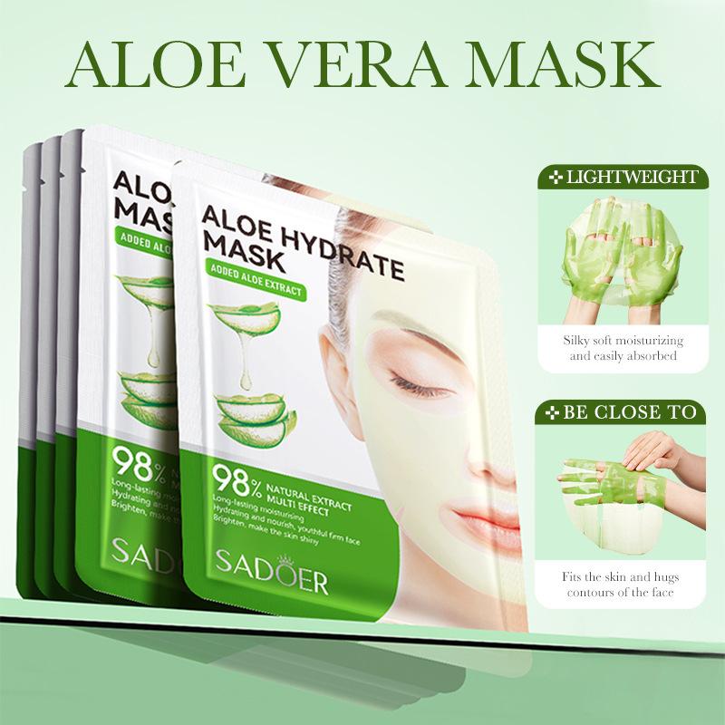 3 Stück Maske 25g SADOER Aloe Vera VC Feuchtigkeitsspendende und Hydrierende Verjüngende Masken-Patch-Packung