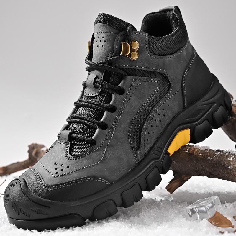 Popular outdoor men's shoes fashion autumn and winter velvet Martin boots men's snow boots non-slip hiking shoes short boots