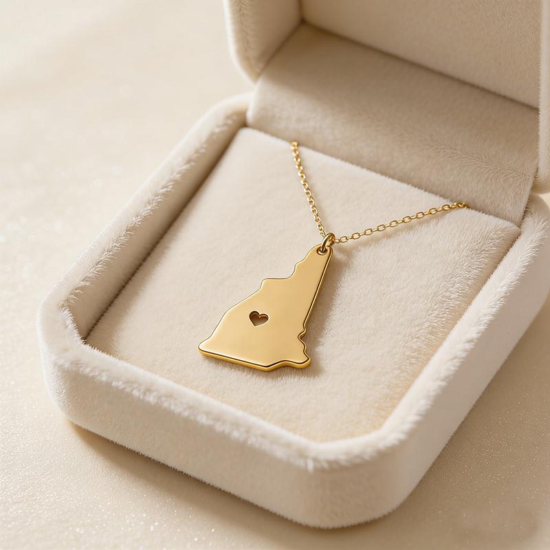 United States New Hampshire Map Pendant Necklace Stainless Steel Map Jewelry Accessories
