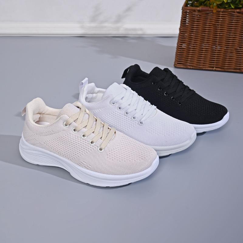 Bequeme Sneaker Frühling und Herbst Neu Runde Spitze Mesh Schnürung Weiche Sohle Rutschfest Low-Top Einzel