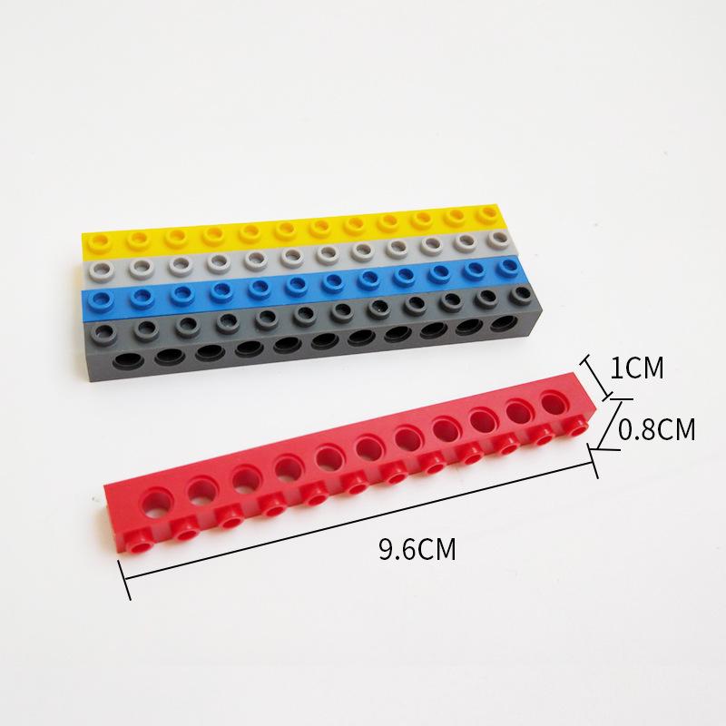 Tech Building Blocks: 3895 Studded Beam 1x12 with 11 Holes, Compatible with LEGO Assembly Toys