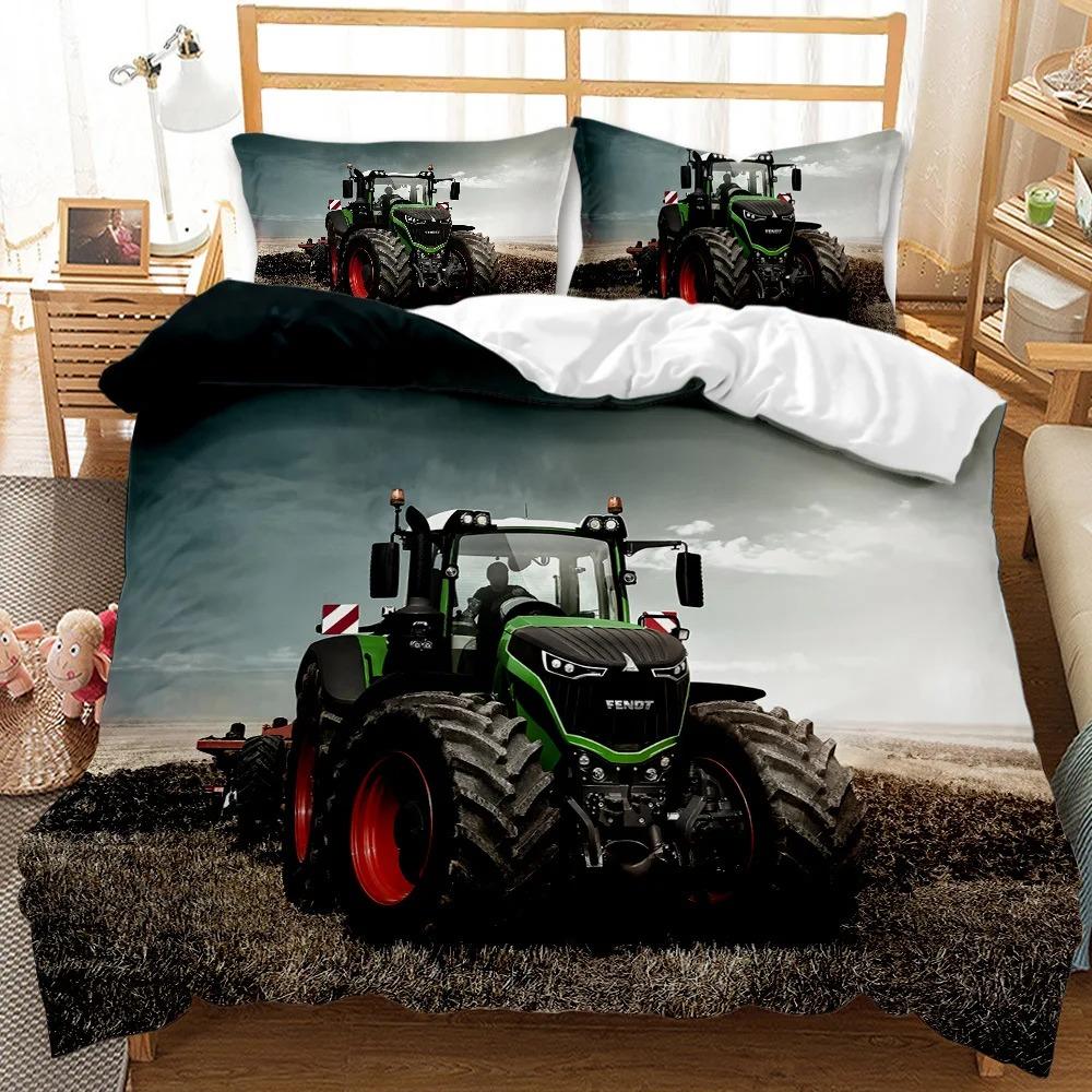 Truck Duvet Cover Set Automobile Blue Monster Pickup Truck Off Road Vehicle Bedding Set For Boys King Size Quilt Cover