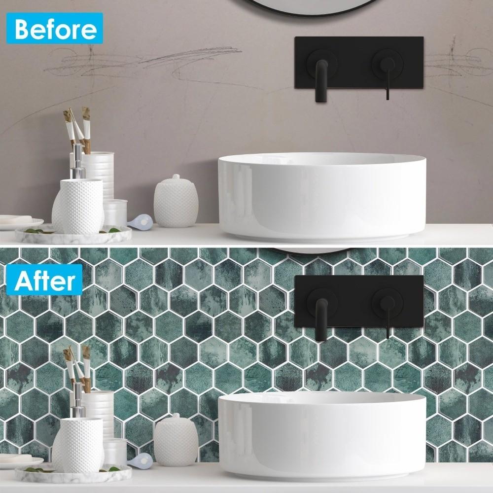 Trendige selbstklebende Peel and Stick Spritzschutz Sechseck 12*12 Zoll Tapete Heimdekor 3D Klebefliese für Küche Badezimmer