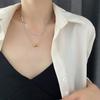 Punk Double Layer Choker Necklace for Women Snake Blade Chain Stainless Steel Bead Ball Pendant Minimalist Fashion Jewelry