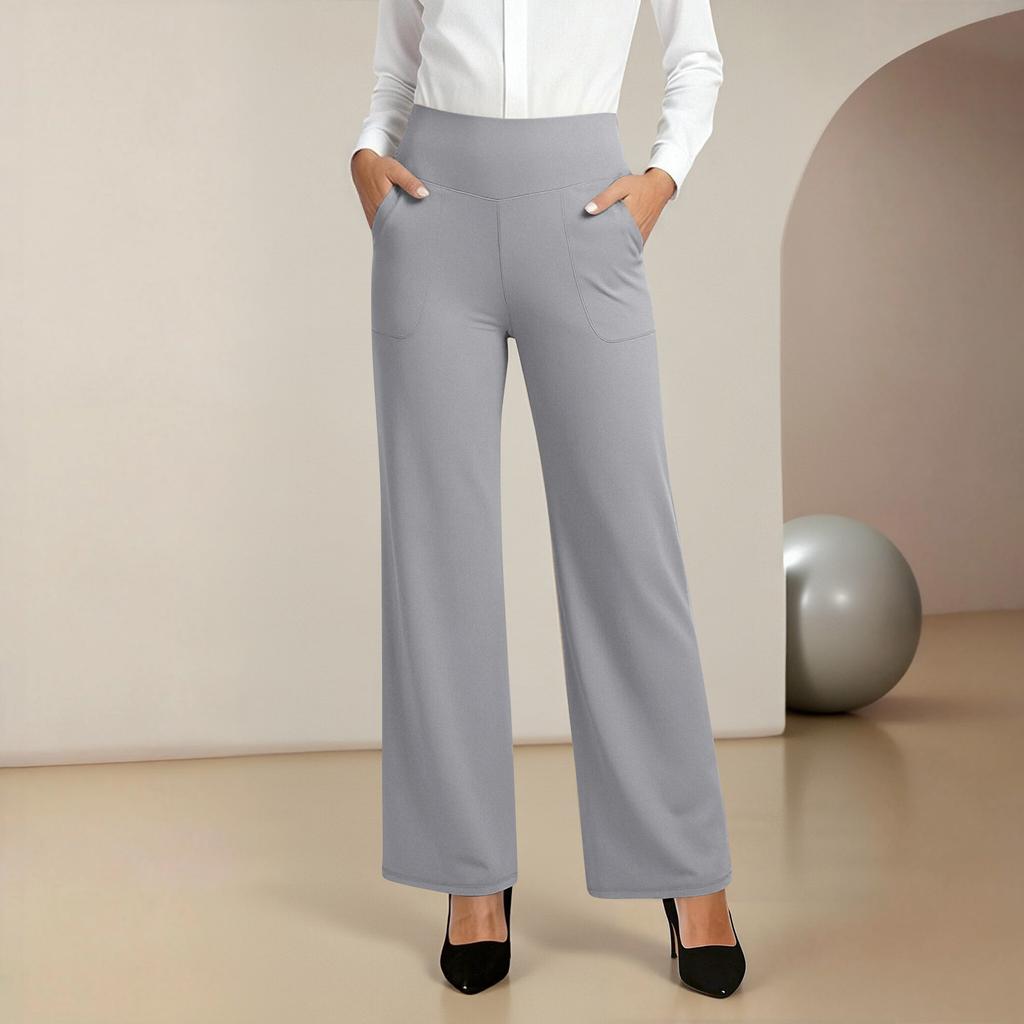 Women's Work Pants, Wide-Leg Yoga Pants, High-Waisted Sweatpants