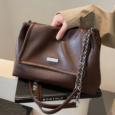 Large Capacity Bag Women'S Versatile Retro Chain One Shoulder Messenger Bag Textured Commuter Tote Bag