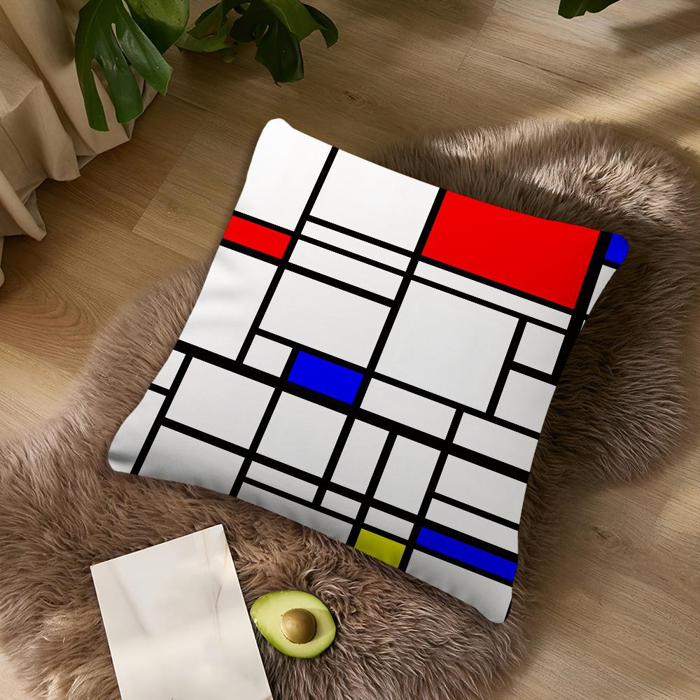Abstract Painting Piet Mondrian Art Simple For Bedroom Car Coffee Shop Room Soft And Living Room Sofa Decorative Pillow Case