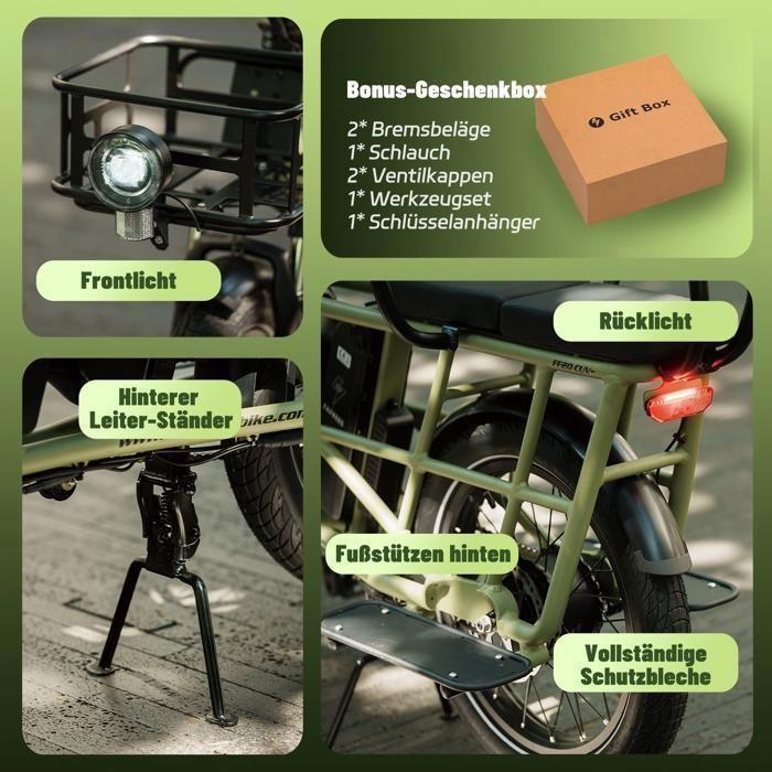 Fafrees FF20 CUV - Vélo cargo électrique - 250 W - 48 V - 24 Ah - Vitesse maximale 25 km/h - Noir - Avec porte-bagages arrière