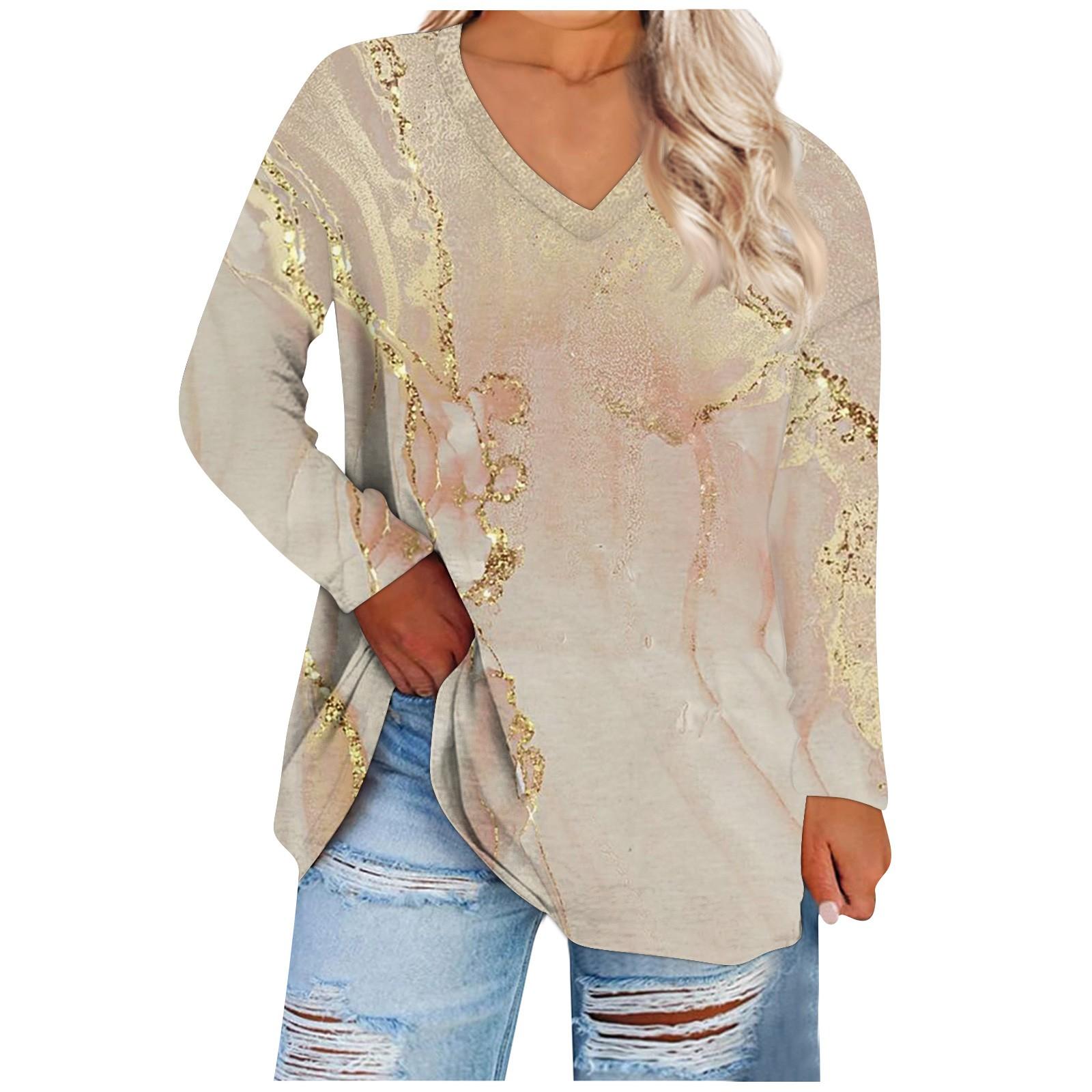 Женская свободная и удобная футболка с длинными рукавами и круглым вырезом — фото 5