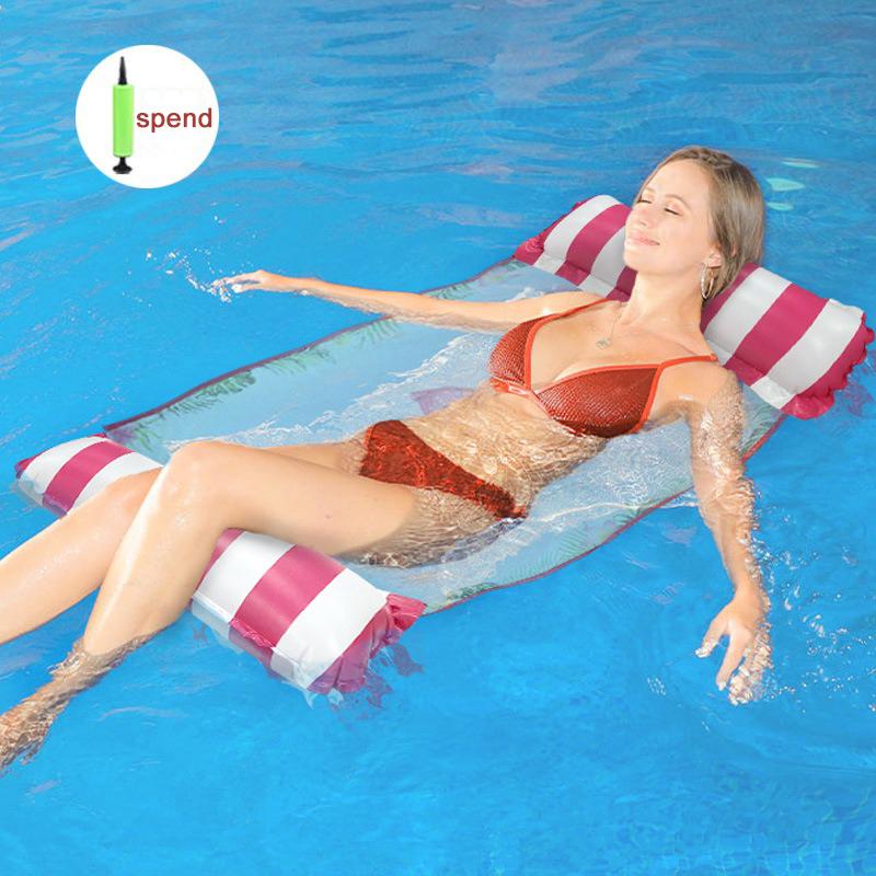 Pool Striped Print Floating Water Mesh Chair Inflatable Recreation Lounge Chair Pool Beach Ocean 4 or 2 Floating Hammock Adult Size Floats Bed