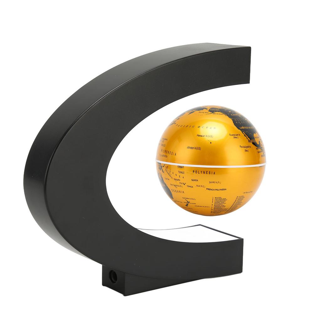 Magnetic Levitation Globe Golden Built in LED Frosted Texture C Shaped 3in 12V 1A Magnetic Levitation Globe Ornament