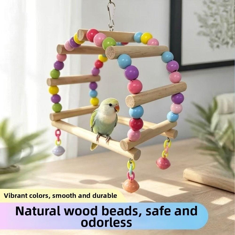 Wood Parrot Swing Toys Non-slip Parrot Climbing Toy Training Stand Pet Chewing Toy Cockatiel