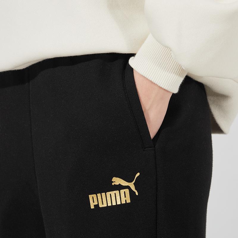 Puma Winterized Sweatpants Logo Print Loose Fit Drawstring Mid Rise Cuffed Knit Sports Pants Women Bottoms Black 848248-01