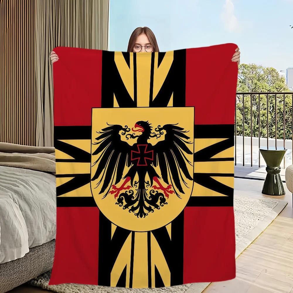 Art Flag Flannel Warm Comfort Soft Plush Throw Blanket for Sofa Living Room Prussia Office Bedroom Travel Gift SingleSided Print