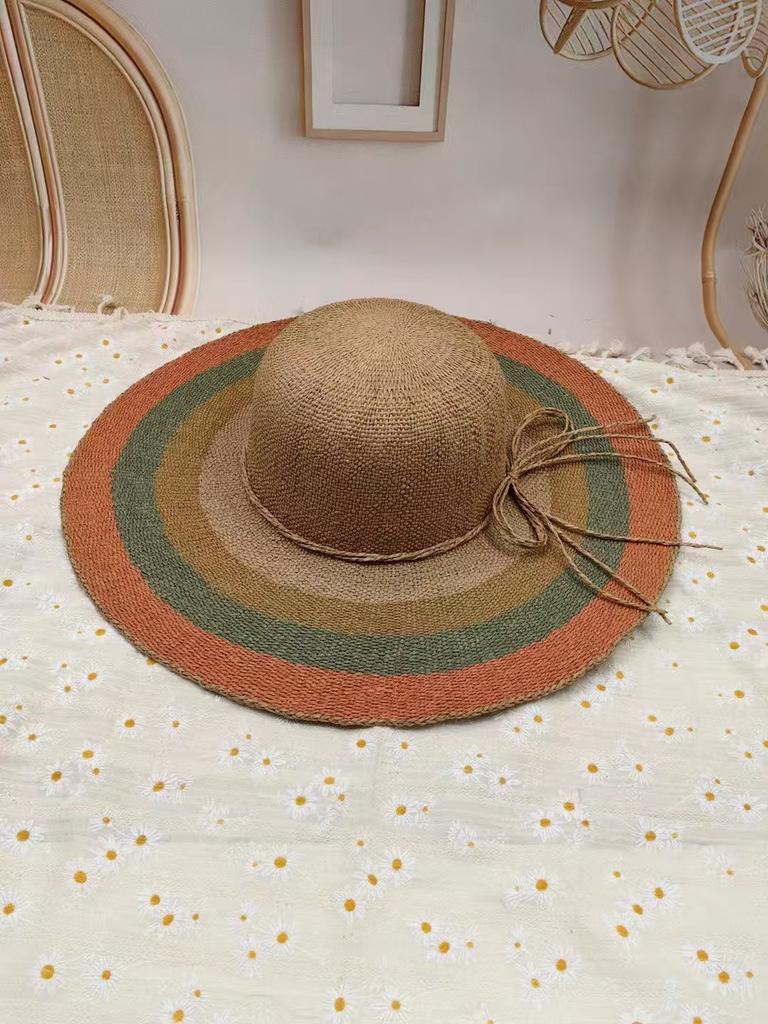 Dale Le Vintage Big Brim Straw Hat Women'S Summer Straw Hat Travel Sunscreen Hat Sun Hat
