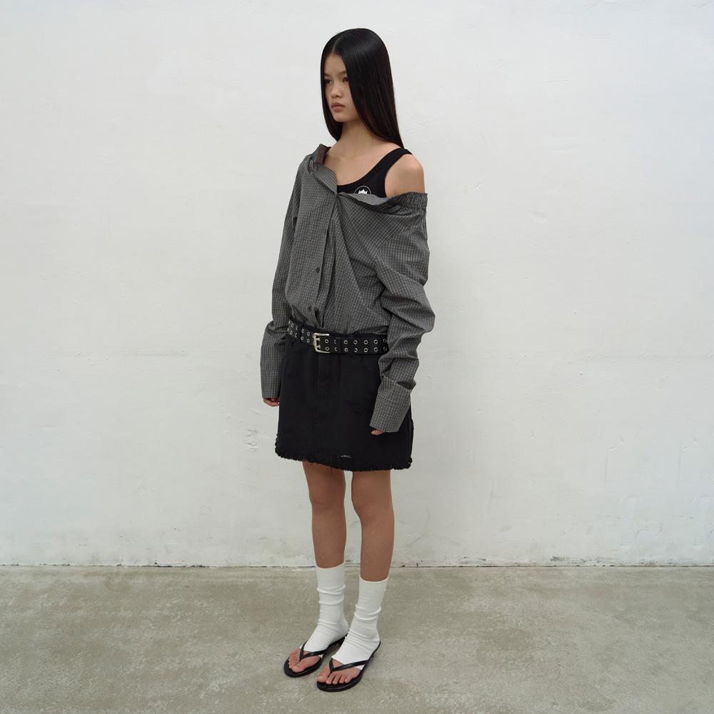 Lcdc Tm Double Waisted Denim Mini Skirt (Black)