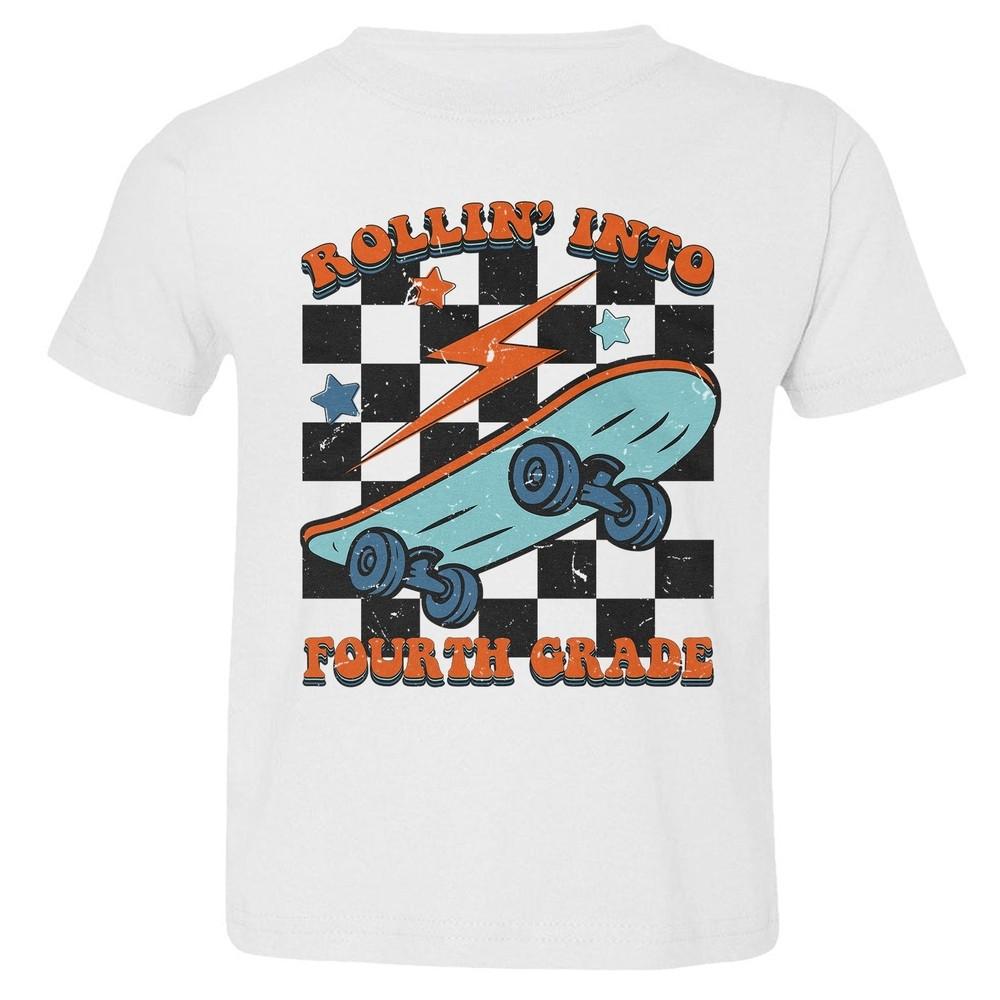 Rollin  Into 4th Grade - Back to School Funny Retro Toddler T-Shirt Unisex T-Shirt S