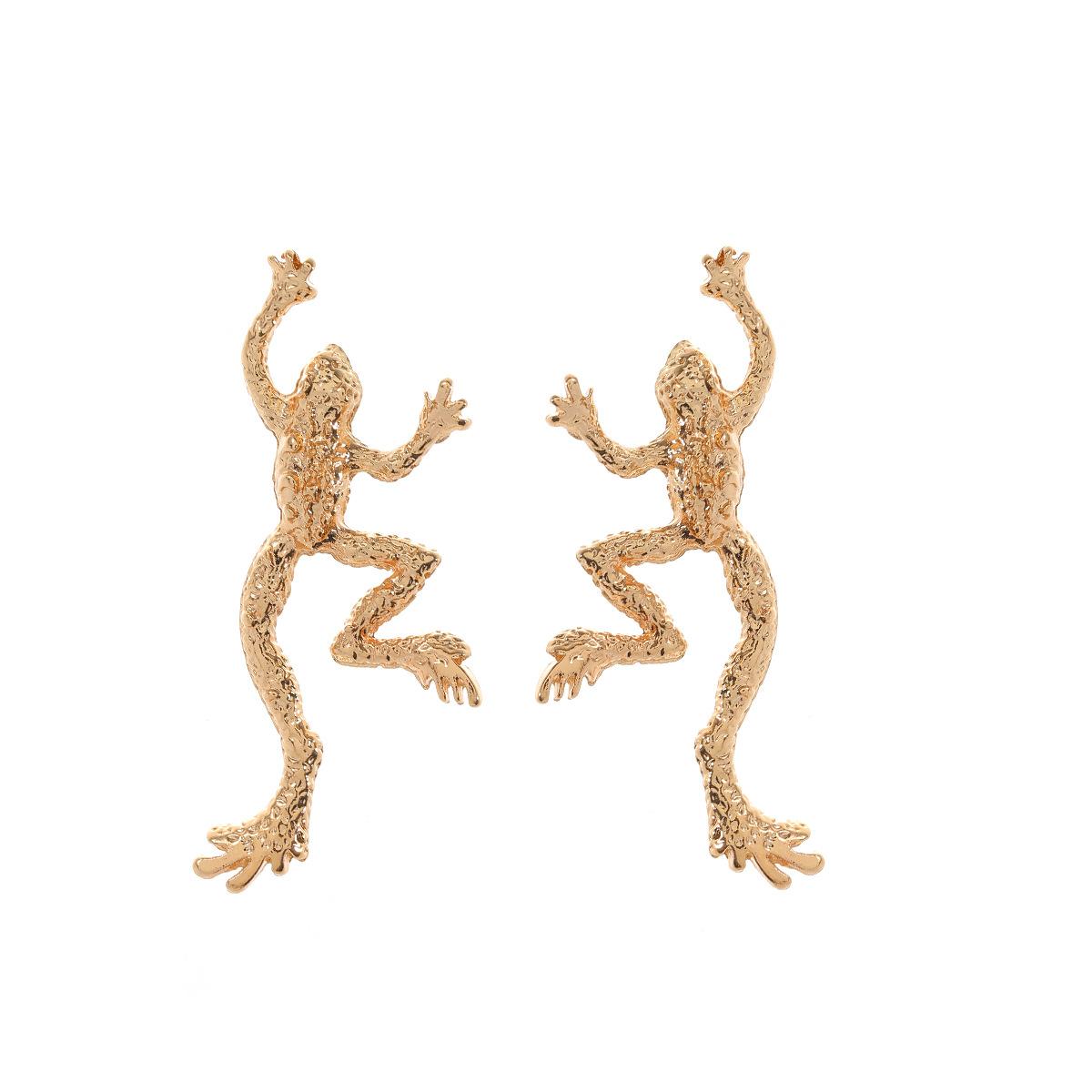 Exaggerated and minimalist design frog shaped earrings, versatile and fashionable earrings