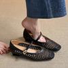 Square Head Woven Hollow Thick Heel Shoes Women's Shoes Versatile Belt Buckle Bag Head Soft Sole Fashion Sandals Women's Summer Models