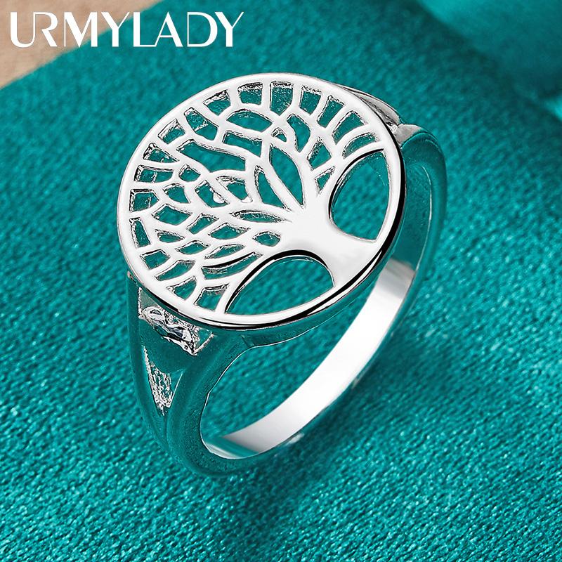 URMYLADY 925 Sterling Sølv The Tree Of Life 7-10 Ring For Kvinner Bryllup Sjarm Forlovelse Mote Enkle smykker