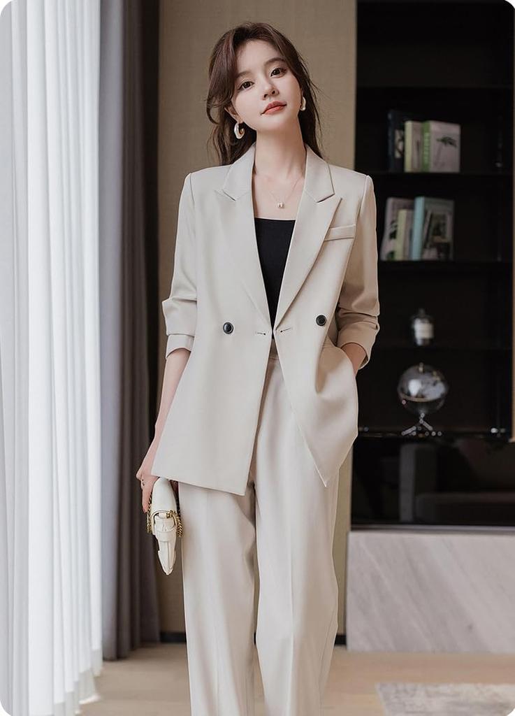 Suit Jacket Stylish Suit Formal Jacket Suit Office Casual Plus Size Office Spring Ceremony Plus Size [KOSIKINI] Women's Set, Women's Suit, Women's