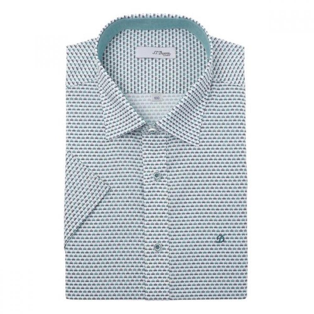 S.t. Dupont Men S Car Motif Print Short Sleeve Slim Fit Shirt Se6mm21hS254Sge 95