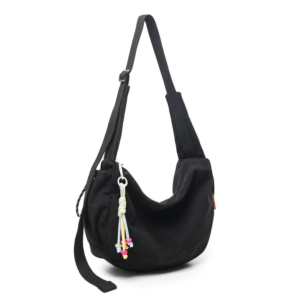 Korean Style Large Capacity Corduroy Shoulder Crossbody Bag - Simple & Fashionable Underarm Design