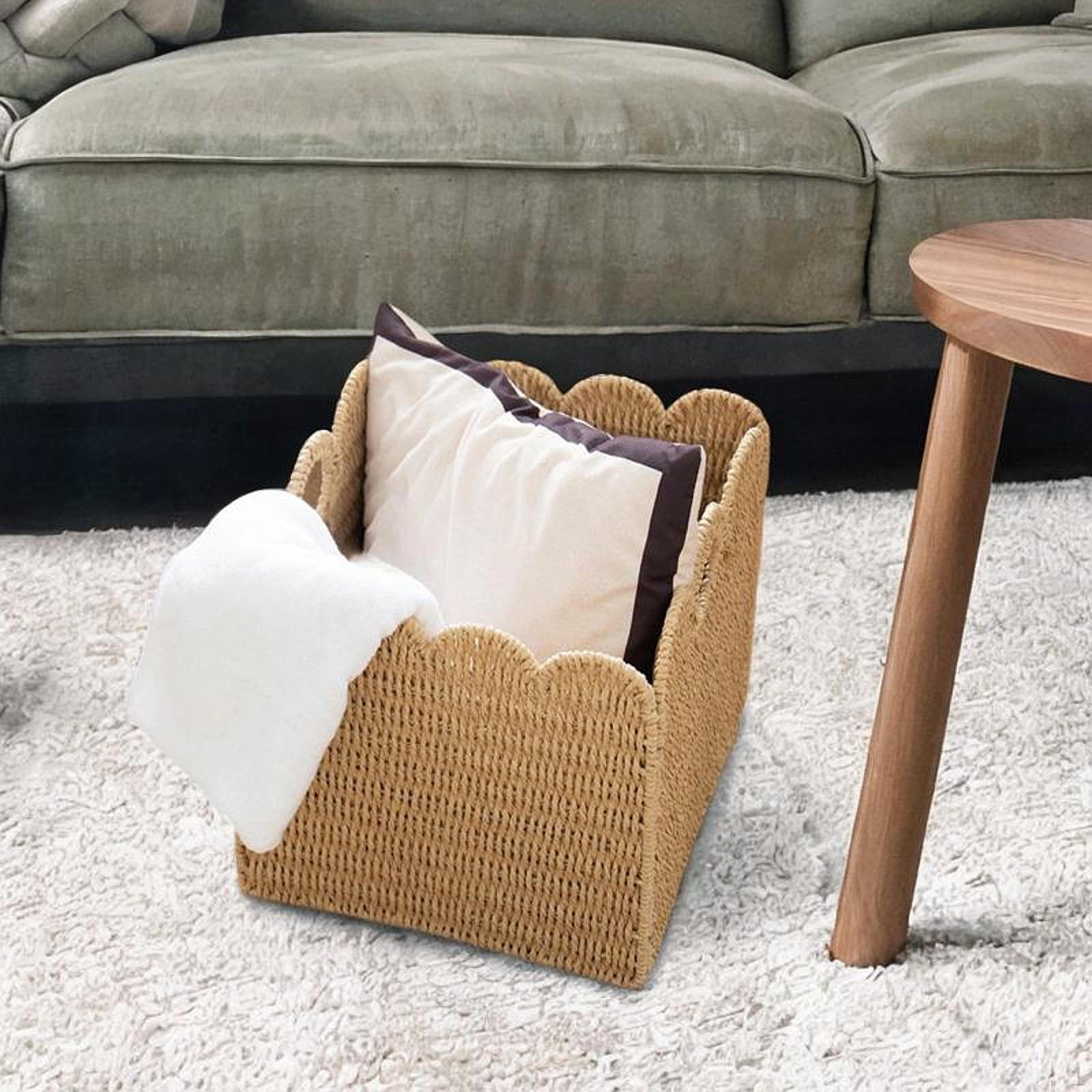 

Storage Basket Organizer DIY Crafts Rustic Tissue Toilet Folding Bin Paper Rope for Toys