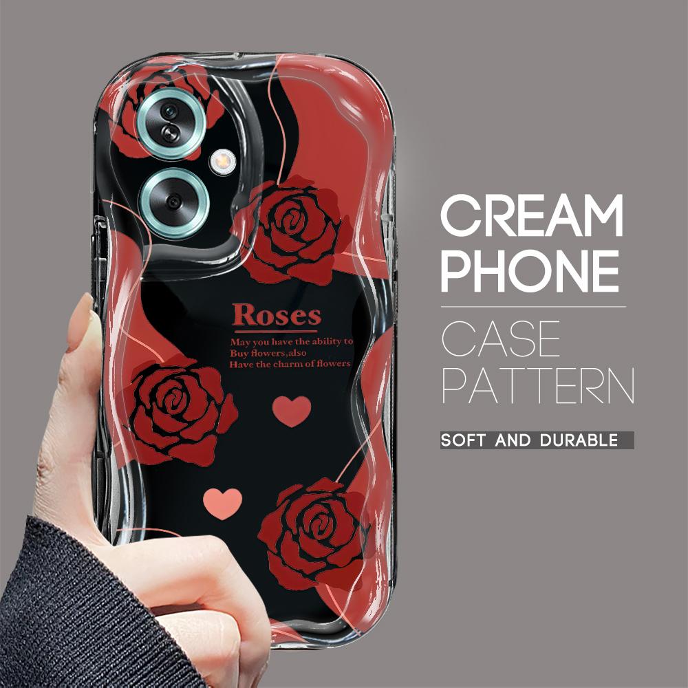 

Милый мультяшный узор, кремовая текстура, мягкий силиконовый чехол с волнистыми краями, чехол для телефона для OPPO Reno Realme OPPO A80 чёрный