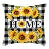 New Green Plant Print Letter Sunflower Print Pillowcase Home Sofa Cushion Cover
